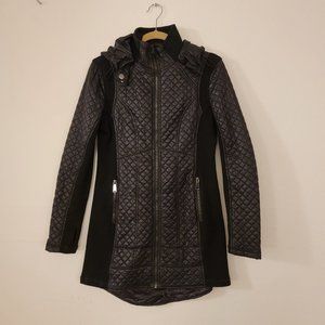 RED Saks Fifth Avenue  Black Quilted Coat Small S